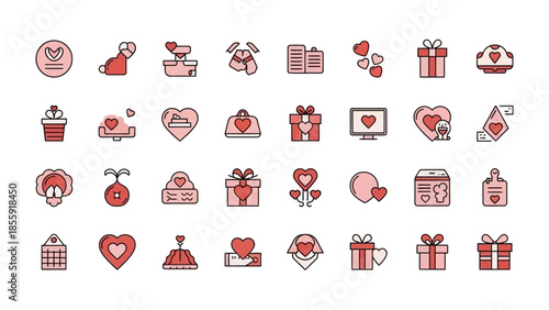 Valentine's Day Icon Set: A vibrant collection of Valentine's Day icons, each conveying the essence of love, romance, and celebration, perfect for adding a touch of affection to your designs.