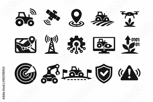 Smart agriculture: icons of modern farming technology and automation