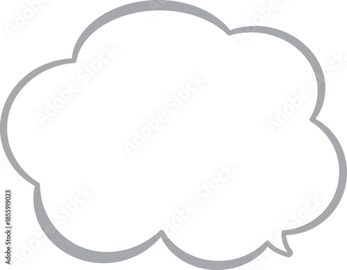 もこもこふわふわした、雲の形をしたふきだし。グレー色。