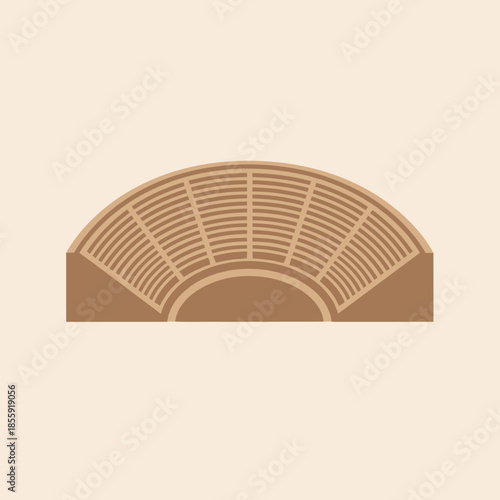 Ancient amphitheater with tiered seating and a central stage area.