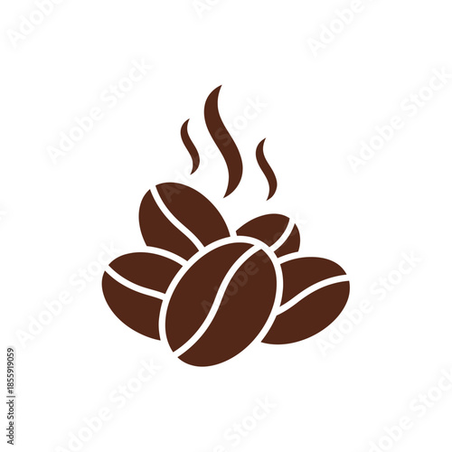 Minimalist Coffee Beans Icon with Steam Rising for Coffee Shop or Cafe Illustration
