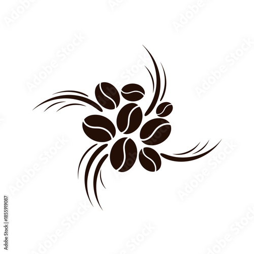 Stylized Coffee Bean Cluster with Artistic Curves and Minimal Design