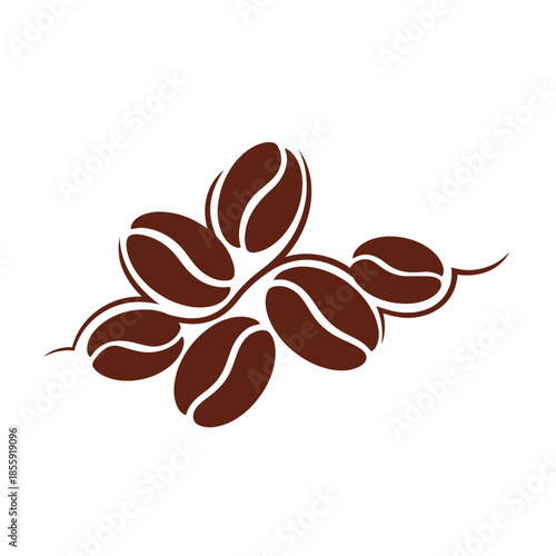 Minimalist Illustration of Coffee Beans with a Focus on Rich Brewed Aroma