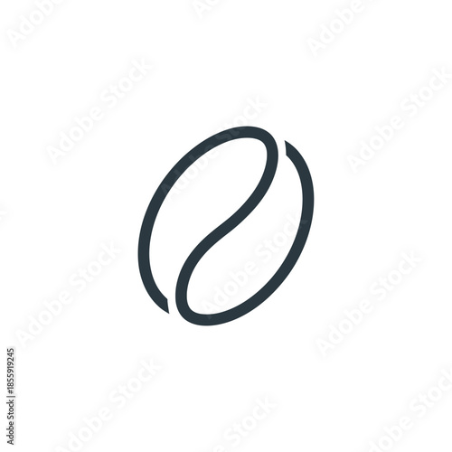 Close-up of a single coffee bean with minimalistic design and elegant outline