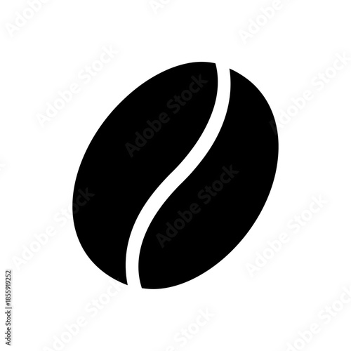 Minimalist black and white coffee bean icon representing coffee and caffeine