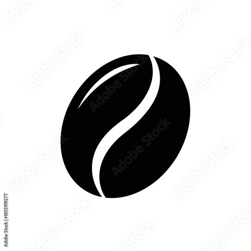 Minimalist black and white coffee bean icon illustration for branding or design projects