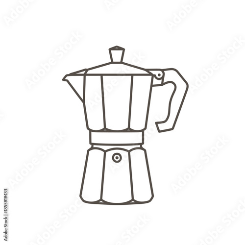 Minimalist Line Drawing of a Classic stovetop moka pot coffee maker illustration