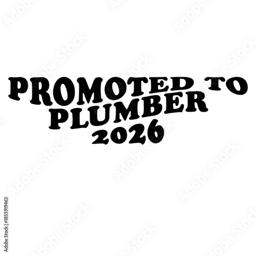 A bold typographic design proudly proclaims Promoted to Plumber 2026, showcasing career advancement and personal achievement. vector illustration