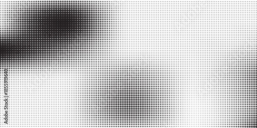 Dotted halftone gradient texture. Vanishing polka dot background. Repeating dots gradation pattern background. Black fading comic pop art overlay backdrop. Raster effect wallpaper. Vector halftone