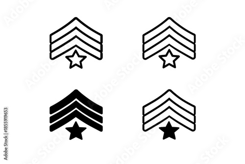 Military Rank Insignia with Stars on Gray Background