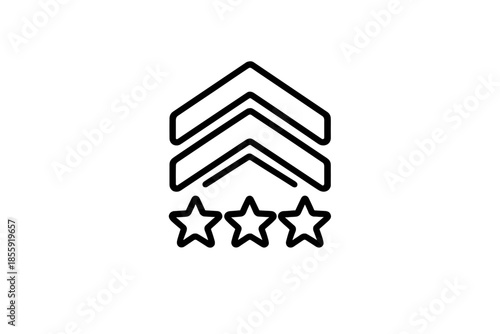 Military rank insignia with chevrons and stars on gradient background