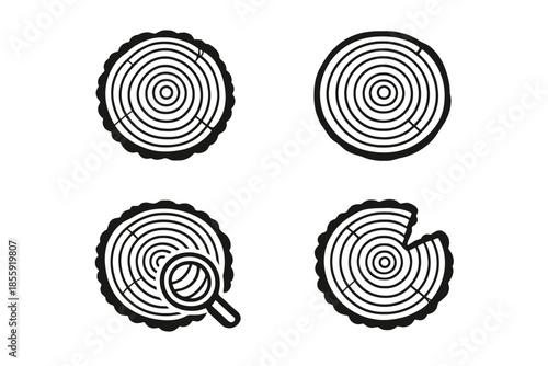 Tree rings and magnifying glass icons