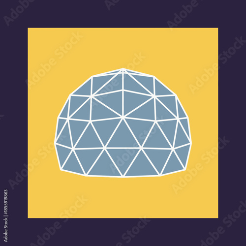 Geometric dome structure with triangular facets and white outlines.