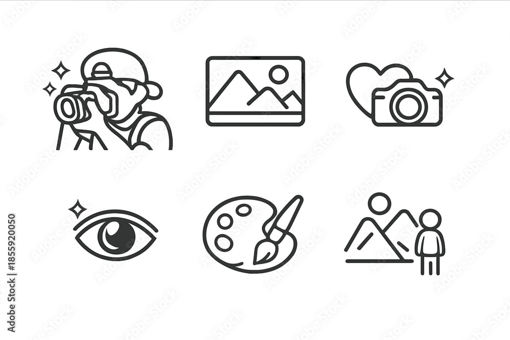 Naklejka premium Set of photography and art icons