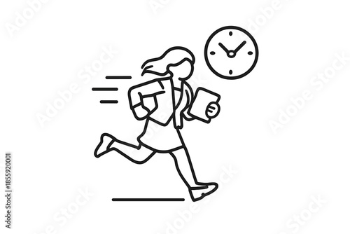 Businesswoman running against time holding documents