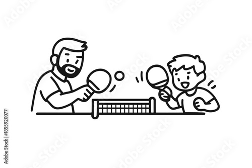 Father and son playing table tennis