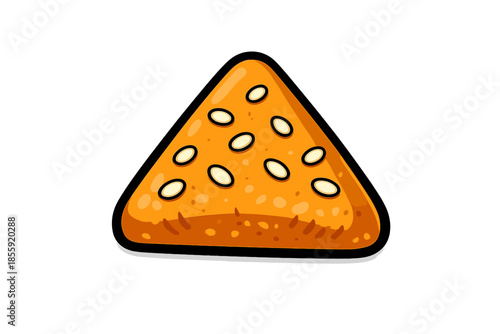 Cartoon Pizza Slice with Sesame Seeds
