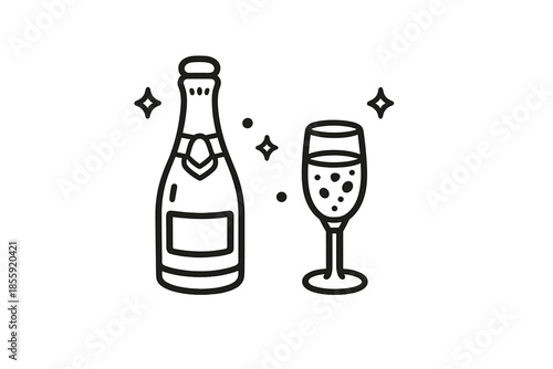 Champagne bottle and glass icon