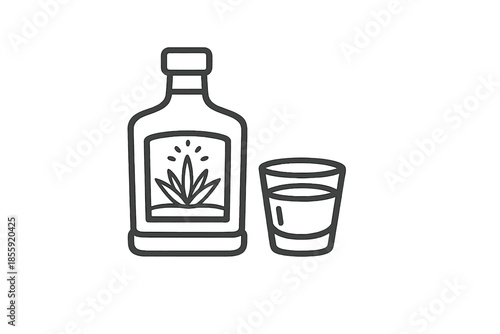 Tequila bottle and shot glass icon