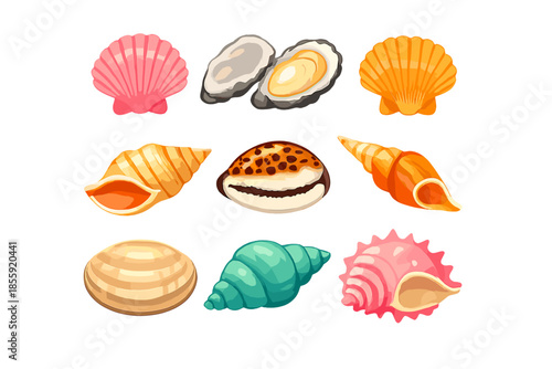 Collection of Glowing Seashells and Oysters