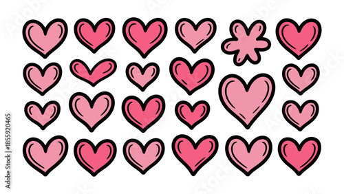 Collection of Heart Icons: A delightful assortment of heart-shaped icons in various sizes and styles, ready to convey sentiments of love, affection, and care.