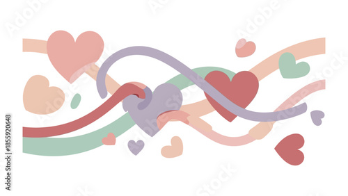 Love's Embrace: An artistic display of intertwined hearts and flowing lines, conveying a sense of unity, affection, and emotional connection. 