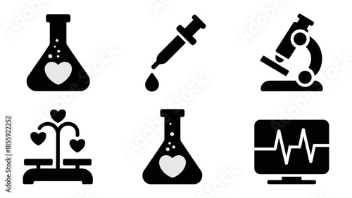 Science in focus: A collection of laboratory equipment symbolizes scientific research and medical advancement. This image is perfect for highlighting health, discoveries, and the scientific method.
