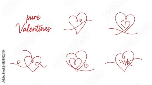 Pure Valentines: An elegant illustration of heart-shaped designs, each symbolizing the spirit of love and connection, perfect for conveying romantic sentiments and expressing affection.