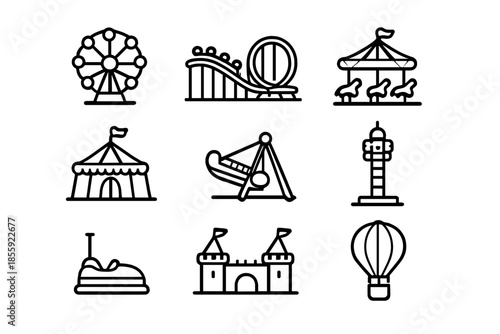 Amusement Park Icons Set