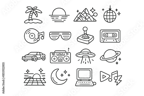 Retro 80s Icons Set
