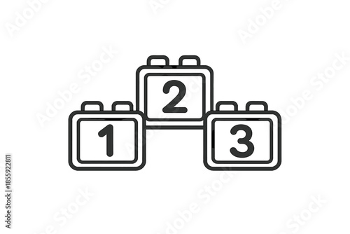 Three podium blocks with numbers 1, 2, and 3