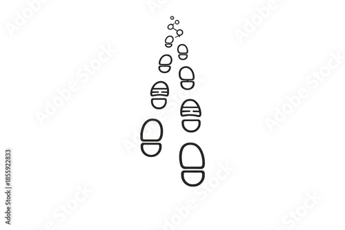 Footprints Trail on Gray Gradient Background