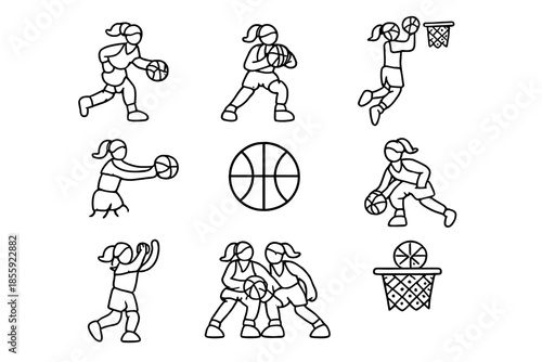 Basketball Players Icon Set