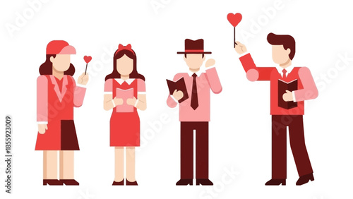 People of Love: A group of figures united by their shared affection and unity, captured with minimalism, simplicity, and a touch of romance.