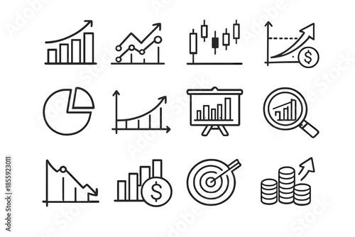 Financial growth icons set
