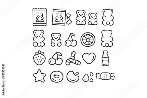 Gummy Bear and Candy Icons Set