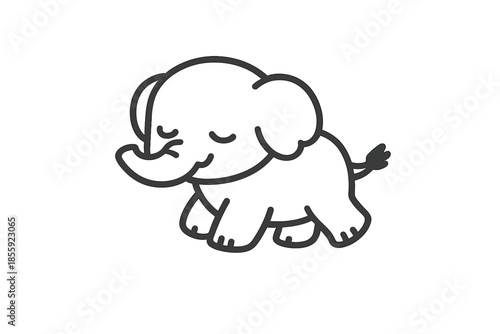 Cute cartoon elephant with closed eyes