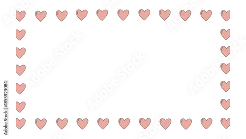 Heart Border of Affection: A delicate frame of charming hearts in soft pastel colors encircles an empty space, evoking feelings of love and tenderness.