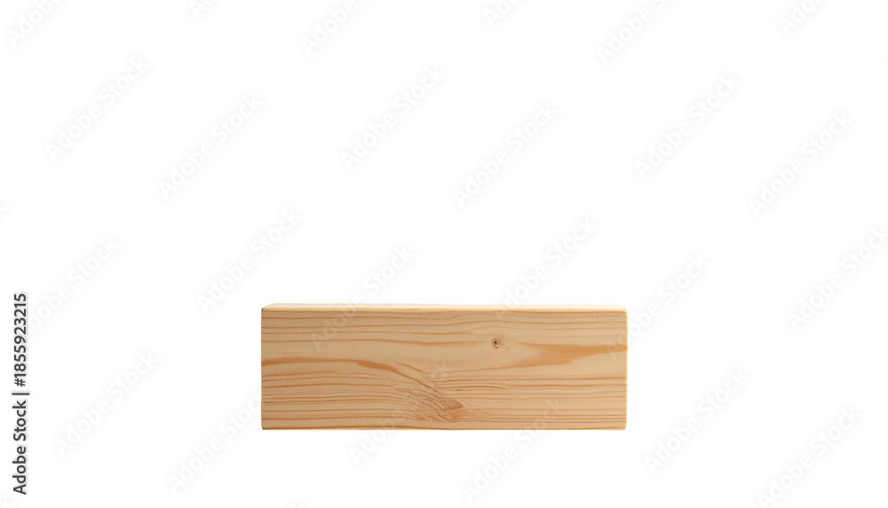 Naklejka premium A simple, isolated rectangular wooden plank, featuring wood grain, resting against a solid black background. Minimalist design