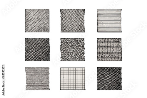 Nine square textured panels arranged in a 3x3 grid