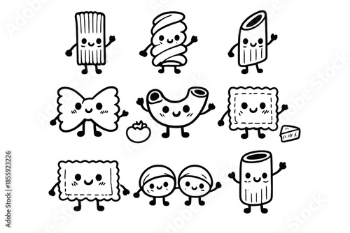 Cute Kawaii Pasta Characters Cartoon Collection