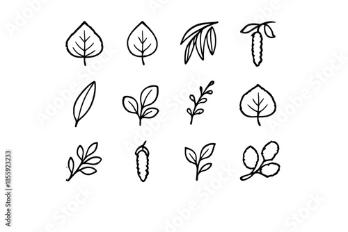 Botanical Icons with Outline Effect