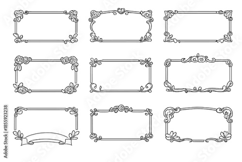 Collection of decorative ornate frames in vintage style