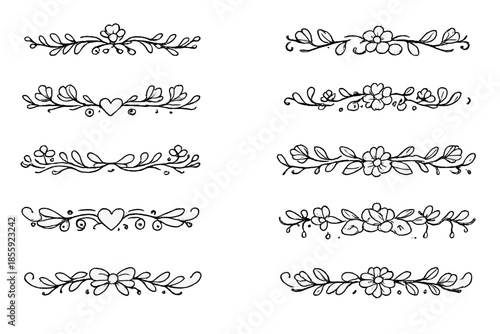 Hand-drawn floral and heart dividers