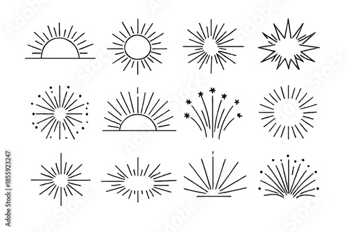 Collection of Sunburst and Firework Graphics