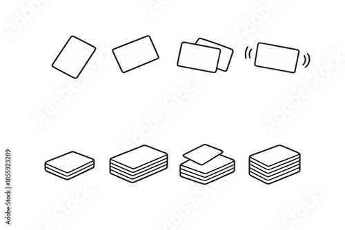 Set of icons representing cards and stacks of cards