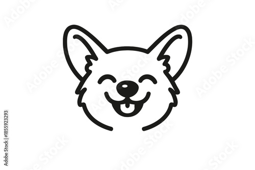 Cute happy corgi face with a yellow gradient background