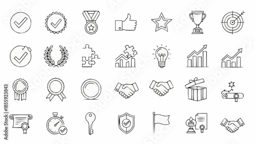 Collection of Business and Success Icons and Symbols.