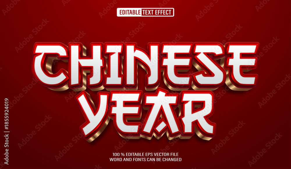 Obraz premium Editable 3d text style effect - Chinese New Year text effect Template