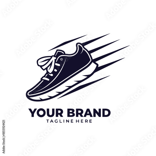 creative modern shoe logo featuring dynamic footwear illustrations, clean minimal vector logos suitable for shoe brands, fashion labels, and apparel business